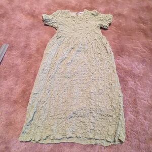 All:Row Green Crinkle Cotton Dress Size S
